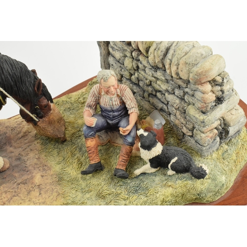 90 - Border Fine Arts figure group 'Ploughmans Lunch', limited edition, Anne Wall, 49cm long.