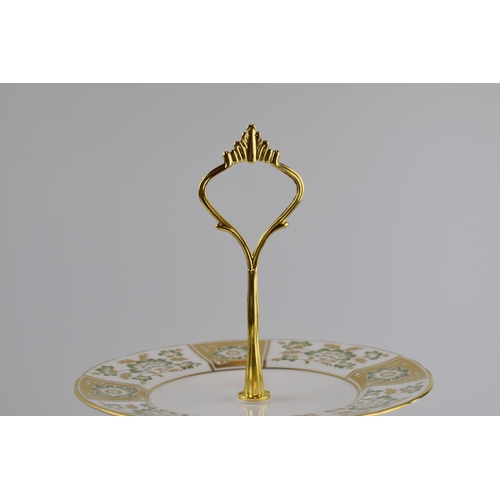 16 - Royal Crown Derby three tier cakestand in the Green Derby Panel pattern, 32cm tall.