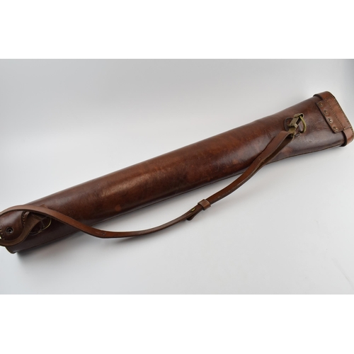 189 - Antique Block leather spare barrel case with quality fittings and in excellent original condition – ... 