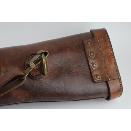 189 - Antique Block leather spare barrel case with quality fittings and in excellent original condition – ... 