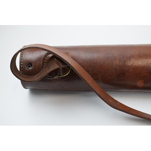 189 - Antique Block leather spare barrel case with quality fittings and in excellent original condition – ... 