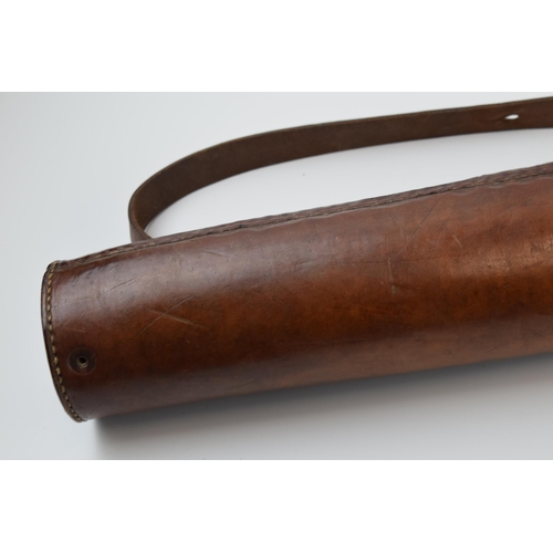 189 - Antique Block leather spare barrel case with quality fittings and in excellent original condition – ... 