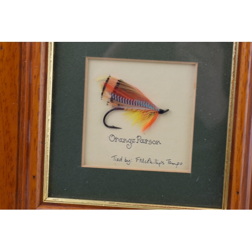 192 - A pair of framed salmon fishing flies to include one tied by Frankie McPhillips of Enniskillen and W... 