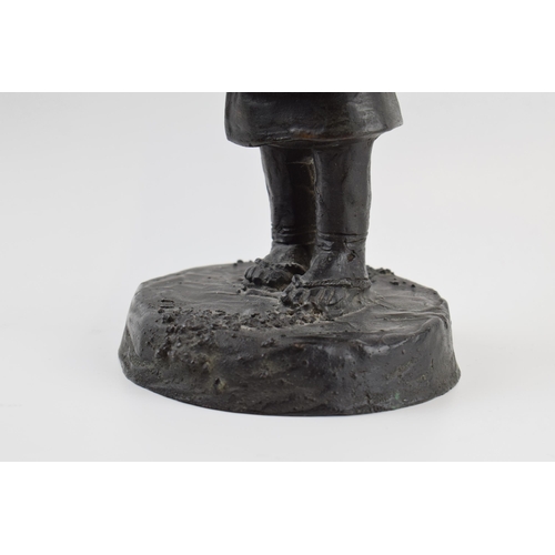 200 - Japanese influenced bronzed sculpture of a girl carrying sticks, 33cm tall.