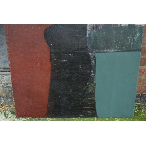 251 - Northern Art: a large unsigned abstract oil on board, 123x91cm, No. 39 and 'Waiting' to the reverse.