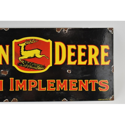 259 - Enamel Sign: John Deere Farm Implements, 45x21cm.