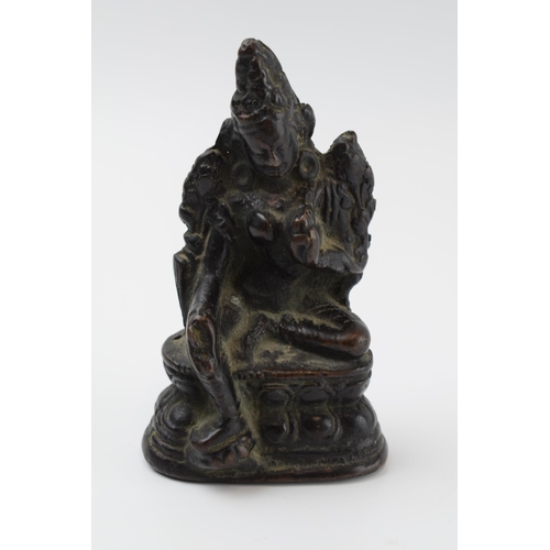 266 - 19th century bronze cast oriental figure of a Buddha, 11cm tall.