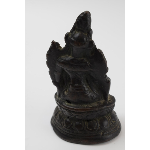 266 - 19th century bronze cast oriental figure of a Buddha, 11cm tall.