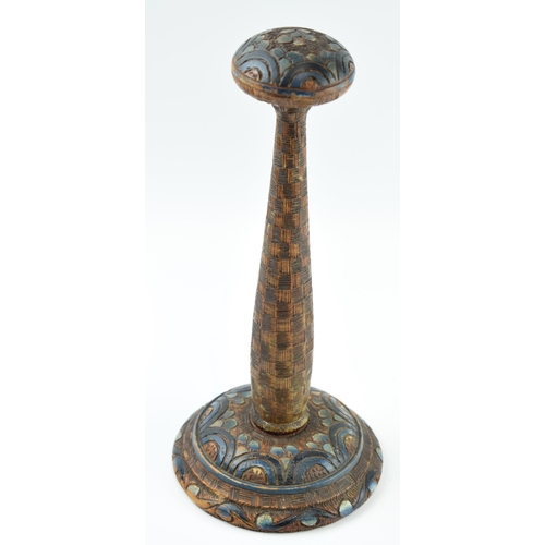 268 - Wooden Art Nouveau hat or wig stand, 19th century, 27cm tall.