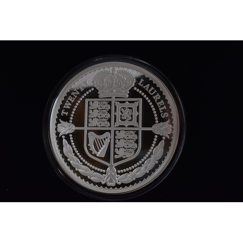 283 - Jubilee Mint Sterling Silver The 2021 Solid Silver Proof 5 oz Laurel coin, Tristan da Cunha Twenty L... 