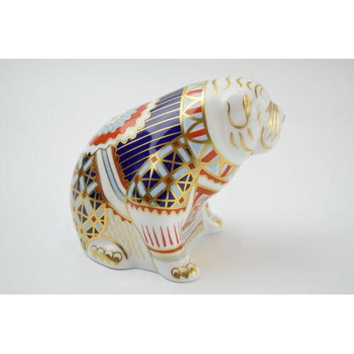 41 - Royal Crown Derby paperweight in the form of a Bulldog, first quality with gold stopper.