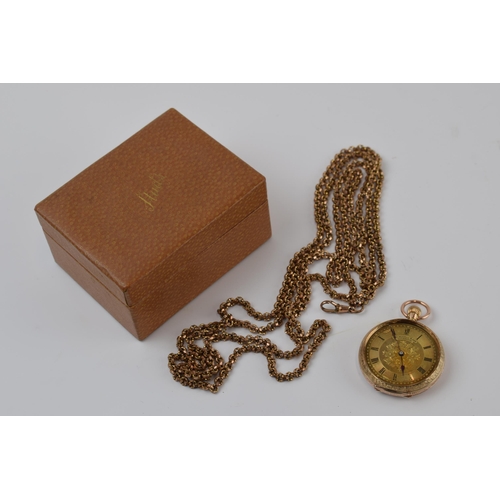 487 - 9ct gold pocket watch, Thomas Russell & Son, Church Street, Liverpool. 38.4 grams gross weight, toge... 