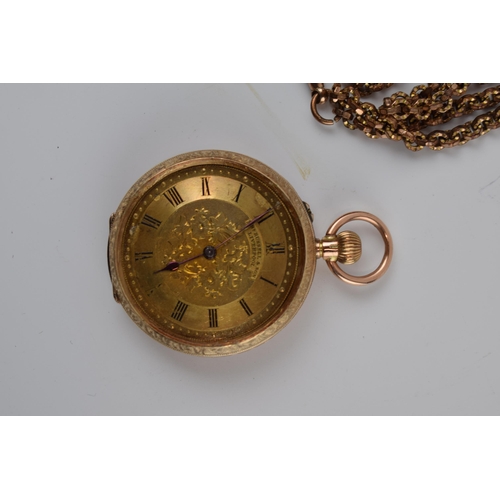 487 - 9ct gold pocket watch, Thomas Russell & Son, Church Street, Liverpool. 38.4 grams gross weight, toge... 