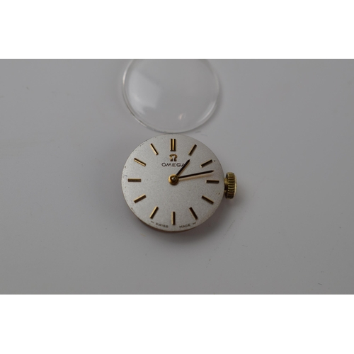 490 - Omega ladies watch dial and movement, sold as spares.