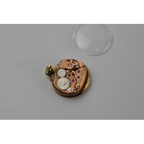 490 - Omega ladies watch dial and movement, sold as spares.