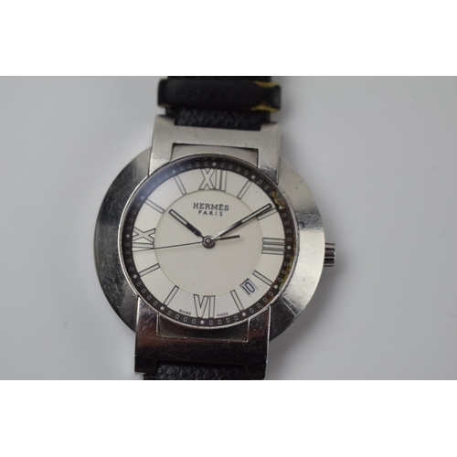 491 - Hermes of Paris gentleman's wristwatch, 40mm, on leather strap, untested.