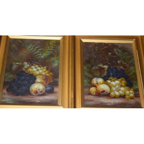 224 - Edwin Steele (1861-1933): a pair of painted fruit and foliage scenes, both signed 'E Steele', on pap... 