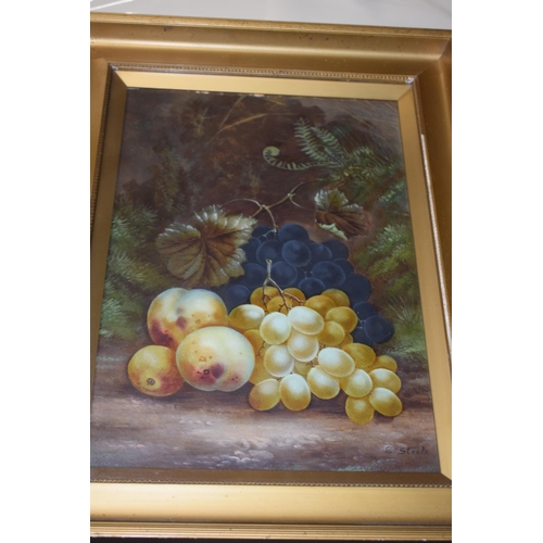 224 - Edwin Steele (1861-1933): a pair of painted fruit and foliage scenes, both signed 'E Steele', on pap... 