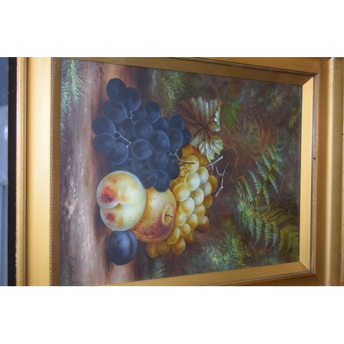 224 - Edwin Steele (1861-1933): a pair of painted fruit and foliage scenes, both signed 'E Steele', on pap... 