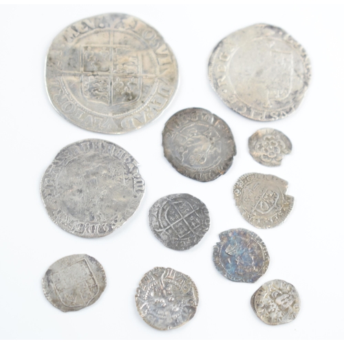 280A - An interesting collection of hammered silver coins of varying sizes and denominations to include Eli... 