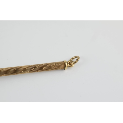 381A - 9ct gold mechanical cocktail stirrer / swizzle stick, 12.5cm extended, 5.0 grams gross weight.