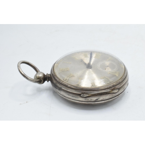 204 - 19th century open face hallmarked silver pocket watch with blued hands, with subsidiary second dial ... 