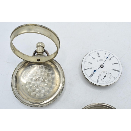 205 - Waltham 19th century pocket watch with subsidiary dial and blued hands, 58mm diameter, screw off gla... 