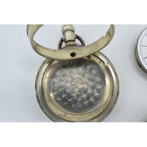 205 - Waltham 19th century pocket watch with subsidiary dial and blued hands, 58mm diameter, screw off gla... 