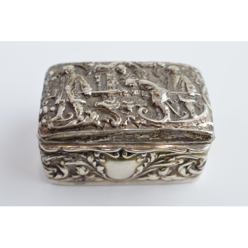 310D - Victorian ornate silver trinket box with repousse decoration, 5.5cm wide, Birmingham 1900, 37.5 gram... 