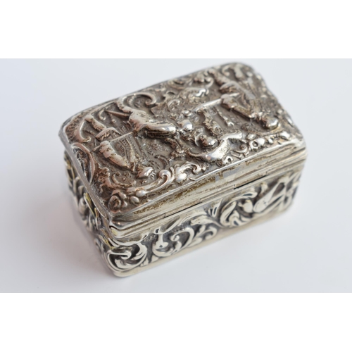 310D - Victorian ornate silver trinket box with repousse decoration, 5.5cm wide, Birmingham 1900, 37.5 gram... 