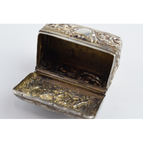 310D - Victorian ornate silver trinket box with repousse decoration, 5.5cm wide, Birmingham 1900, 37.5 gram... 