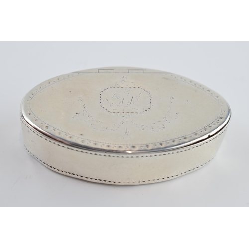 310F - Georgian silver snuff box with hinged and hammered spot decoration, London 1830, 60.4 grams, 8cm wid... 