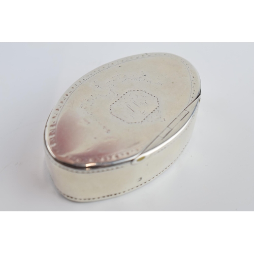 310F - Georgian silver snuff box with hinged and hammered spot decoration, London 1830, 60.4 grams, 8cm wid... 