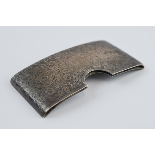 310G - Victorian silver curved pocket card case, vacant cartouche, Birmingham 1897, 29.1 grams.