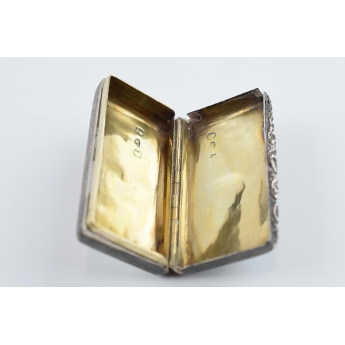 310T - Georgian silver snuff box with engraved decoration and raised thumb piece with gilt interior, Birmin... 