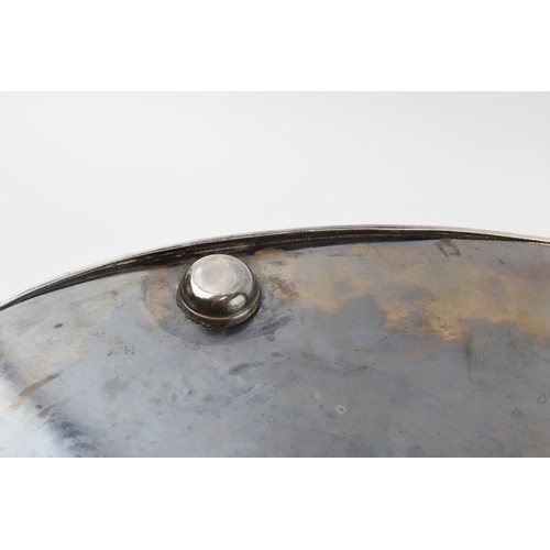 310W - Large Edwardian silver plated oval gallery tray with handles, 61cm wide.