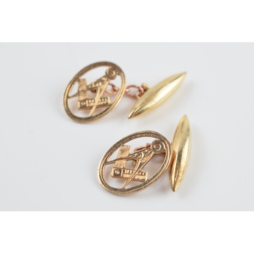 405T - 9ct gold Masonic cufflinks, 4.8 grams.