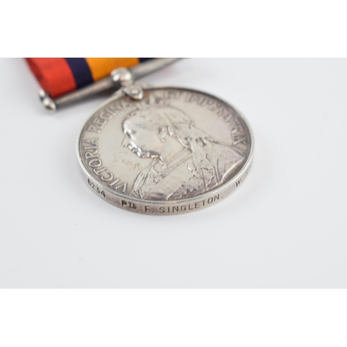 450A - Victorian South Africa medal '6234 PTE F SINGLETON W RIDING RGT'.