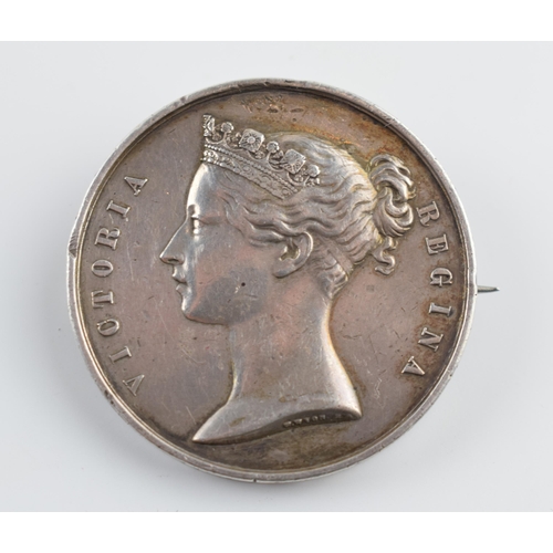 450C - Queen Victoria silver medal 1875-1858 India 'EDWD RICHARDS 35TH REG', adapted to a brooch.