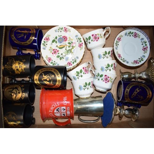 197 - Mixed items to include silver plated candlesticks, Carlton Ware Stoke City mug, Portmeirion pottery ... 