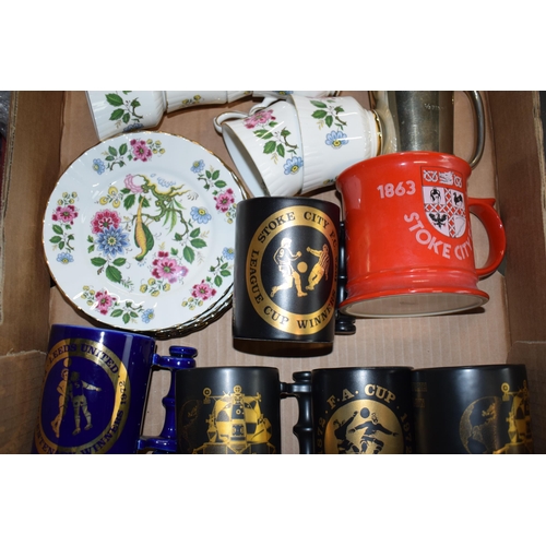 197 - Mixed items to include silver plated candlesticks, Carlton Ware Stoke City mug, Portmeirion pottery ... 