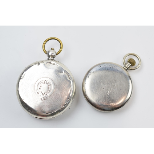 253 - Large hallmarked silver pocket watch, London hallmark, 6cm diameter, with a later military pocket wa... 