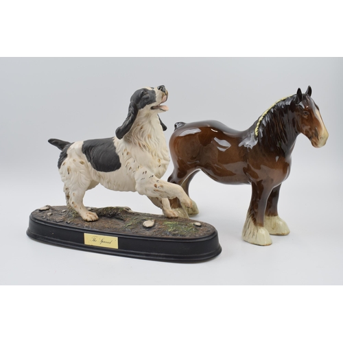 60A - Beswick Spaniel on Ceramic plinth with brown 818 shire (2).