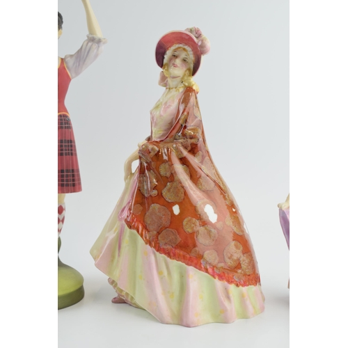 112 - Royal Doulton figures to include Scottish Highland Dancer, The Paisley Shawl, Sweet and Twenty with ... 