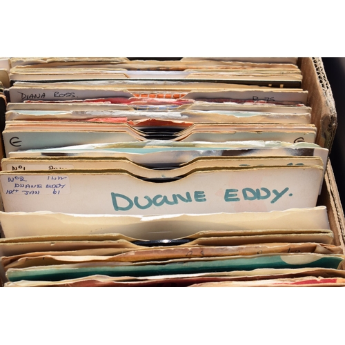 322 - 3 boxes of singles, mostly in paper wallets, to include Diana Ross, Michael Jackson, Steve Hillage, ... 