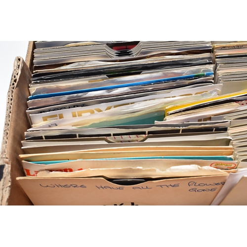 322 - 3 boxes of singles, mostly in paper wallets, to include Diana Ross, Michael Jackson, Steve Hillage, ... 