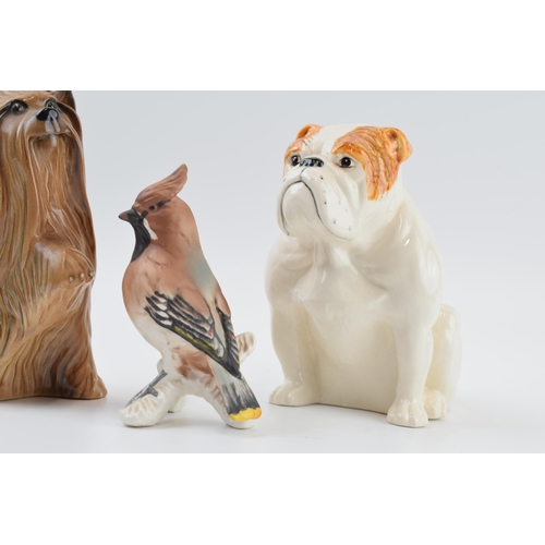 64 - Beswick Bulldog together with a Yorkshire Terrier with raised paw (second) together with a Goebel wa... 