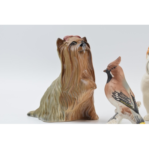 64 - Beswick Bulldog together with a Yorkshire Terrier with raised paw (second) together with a Goebel wa... 