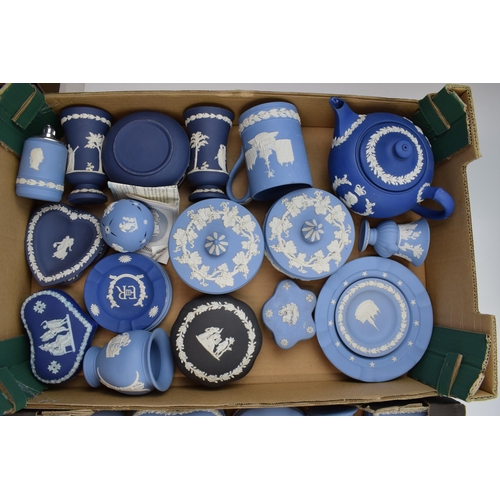 151 - Wedgwood Jasperware. A good collection of mixed Jasperware colours to include blue, royal blue, coba... 