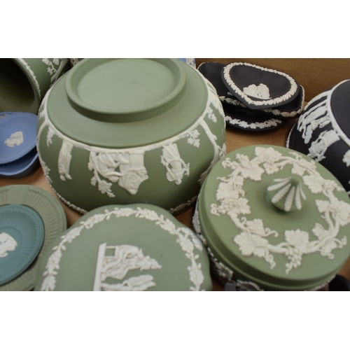 152 - Wedgwood Jasperware. A good collection of mixed Jasperware colours to include blue, black teal and s... 